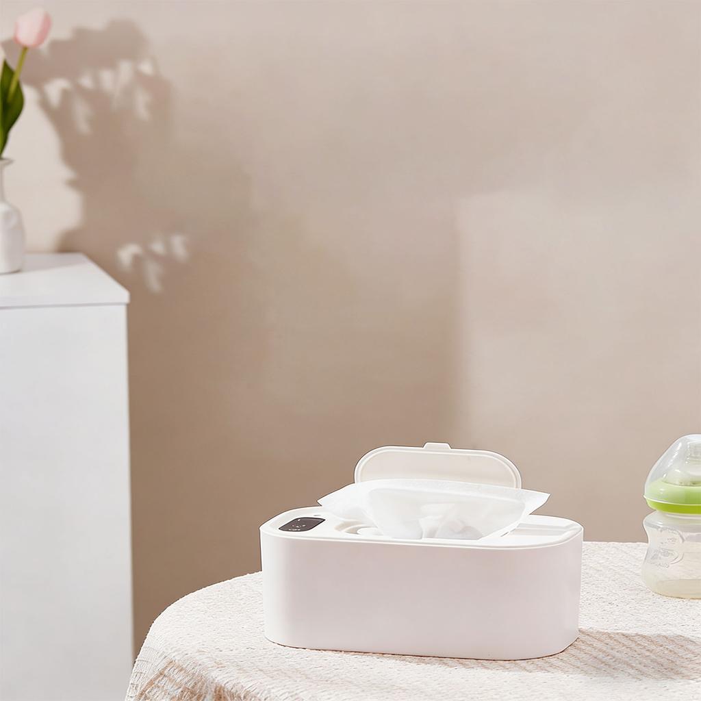 Baby Wet Wipes Warmer Dispenser Top Heating Wipe Warmer Holder Holds 80 Wipes with 3 Indicator Lights