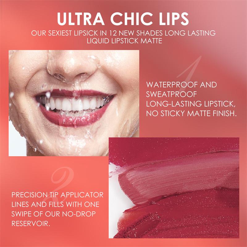2-teilige Kombination aus Lippenkonturenstift und Lipgloss, wasserfest, langanhaltend, samtig, nackt, sexy, nicht klebender, matter Lippenstift, Lippenkonturenstift