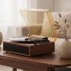 Stereo Nostalgic Turntable Records Player WoodenGrain Finish, Retro Player, for Living Room