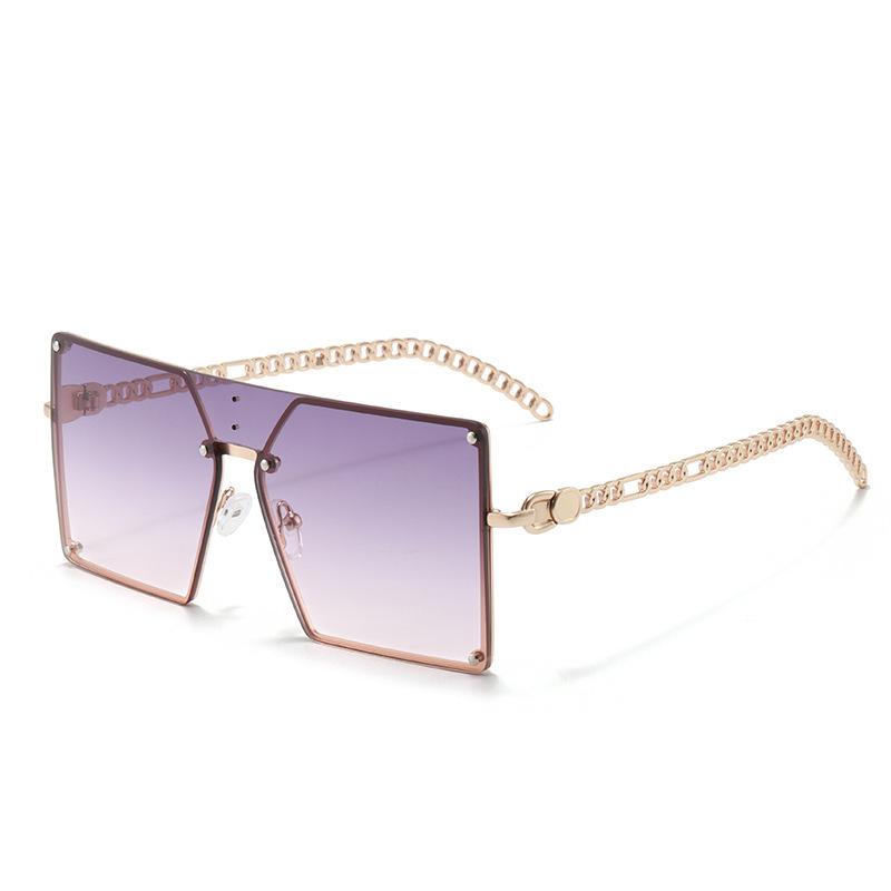 Cross-Mirror One-Piece Box Internet Celebrity With The Same Korean Trend Fashion Women'S Style Chain Large Frame Women'S Sunglasses