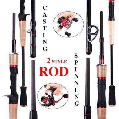 Fishing Rod 2.1m Carbon 4-pieces Spinning or Casting Rod Ultra Light Portable Lure Fishing Rod