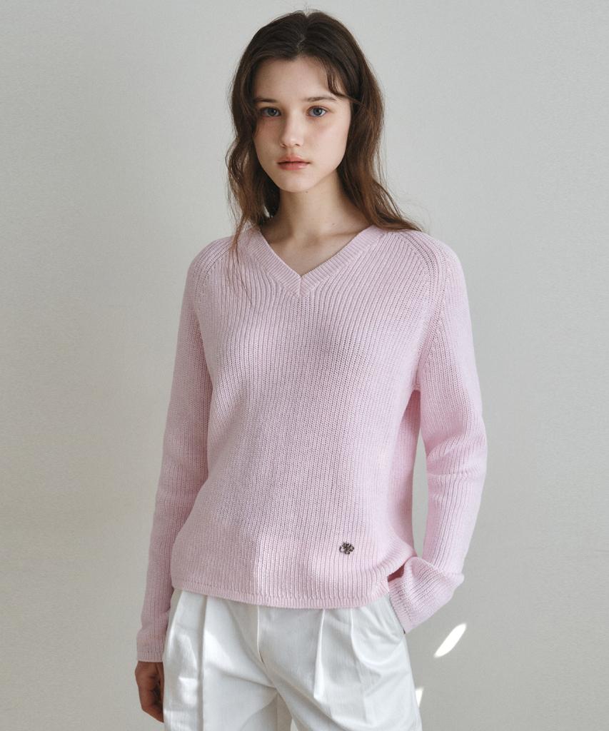 Wednesday Oasis For Woman Easy Hazzi V-Neck Knit_Baby Pink(Wc26Kn06)