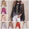 2pcs Tassel Shawl Shawl and Scarf Set Hollowed Out Fringed Cape Summer Sun Shawl  for Swimming
