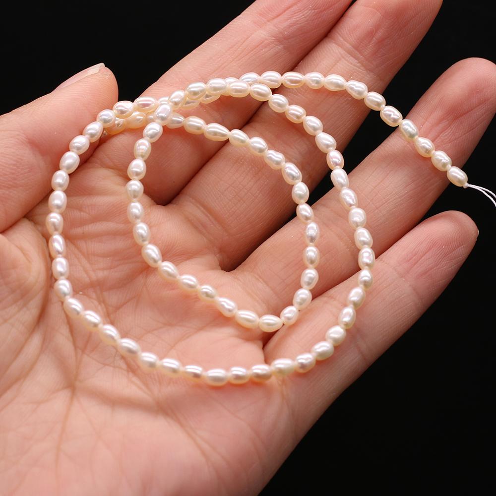 

Luxury Natural Freshwater Rice Shape Pearls 3-3.5mm, 36cm Strand Handmade Wedding Jewelry Accessories DIY Crafts 1String/3-3.5mm-36cm білий
