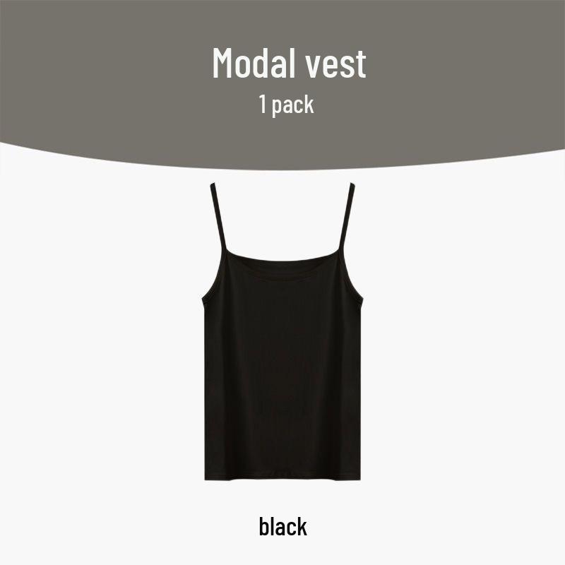 Damen Schwarzes Modal-Camisole - Sexy Sommer Dünne Oberbekleidung mit Schönem Rückendesign