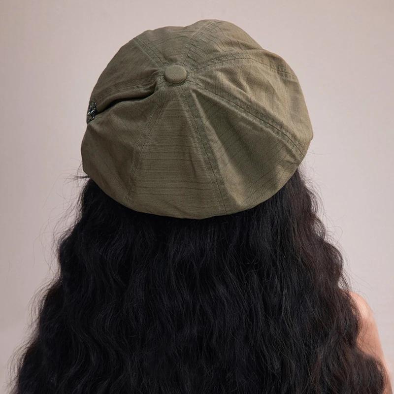 Japanese Berets for Women Harajuku Retro Cotton Hemp Octagonal Cap Oversized Summer Thin Lady Girl Newsboy Hats