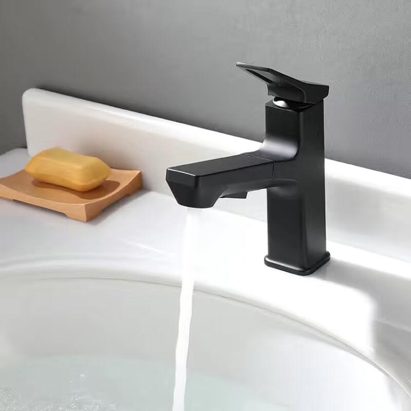 OEING Square Brass Pull-Out Kitchen Faucet