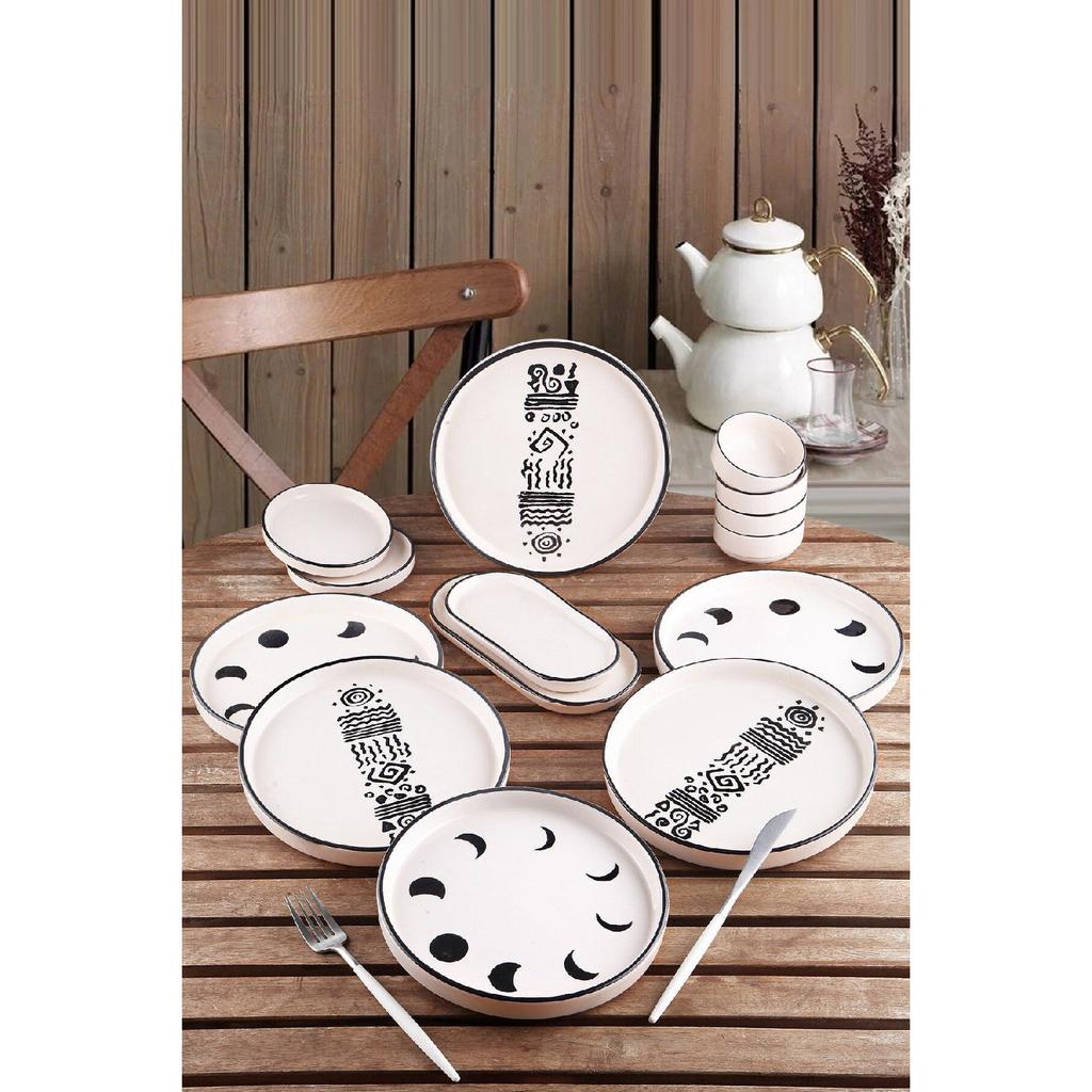 14 Piece Hitit Stackable Breakfast Set For 6 People - Luxury Breakfast Bowl Presentation Set Plate