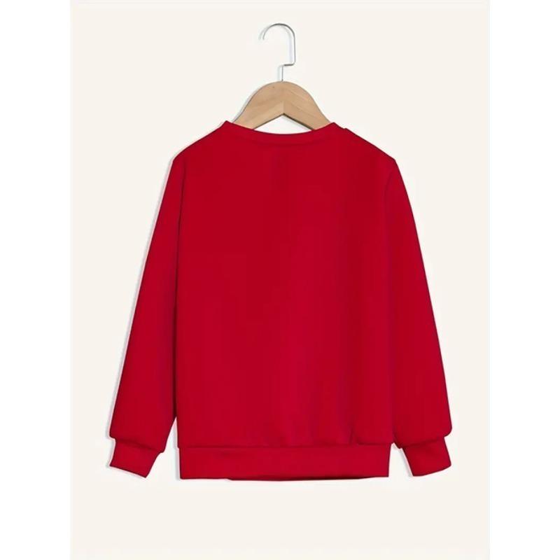 Kids Sweatshirt Print Round-Neck Sweatshirt - Soft , Spring/Fall Casual & Sportswear, Comfortable ' Outerwear for & Playdates