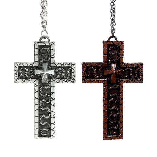 2/4Pcs Silver Color Necklace Handcrafted Symbolic Design Cross Pendant Necklace Multi-Purpose Fashion Jewelry Gift