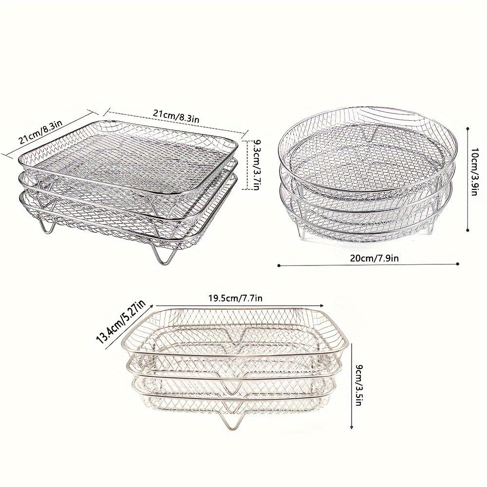 Three-Layer Stainless Steel Multi-Functional Air Fryer Rack & Basket Tray