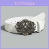 Punk Cross Flower Mens Leather Belt With Alloy Buckle For Casual Streetwear Fashion