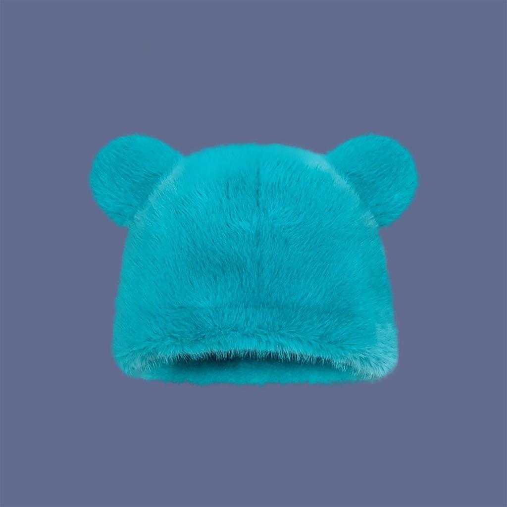 Cartoon Bear Plush Hat for Winter Lovely Animal Ear Warm Beanie Hat for Teens Adult Outdoor Sport Activity Skiing Hat
