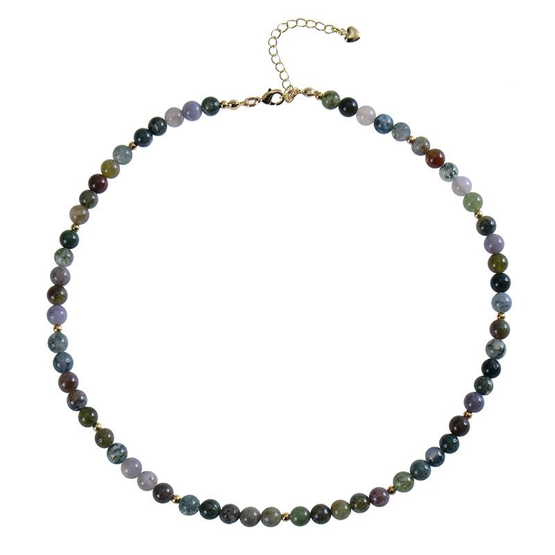 5mm Blue Turquoise Beads Necklace For Women Semi Precious Stone Charm Choker Neck Power  Summer