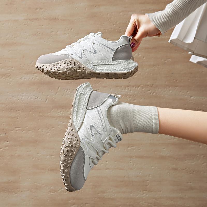 Fashion Spring Thick Bottom Women's Shoes 2025 Summer Casual Patchwork Leather Sneakers Casual Vulcanised Shoes Ladies Chaussure Femme