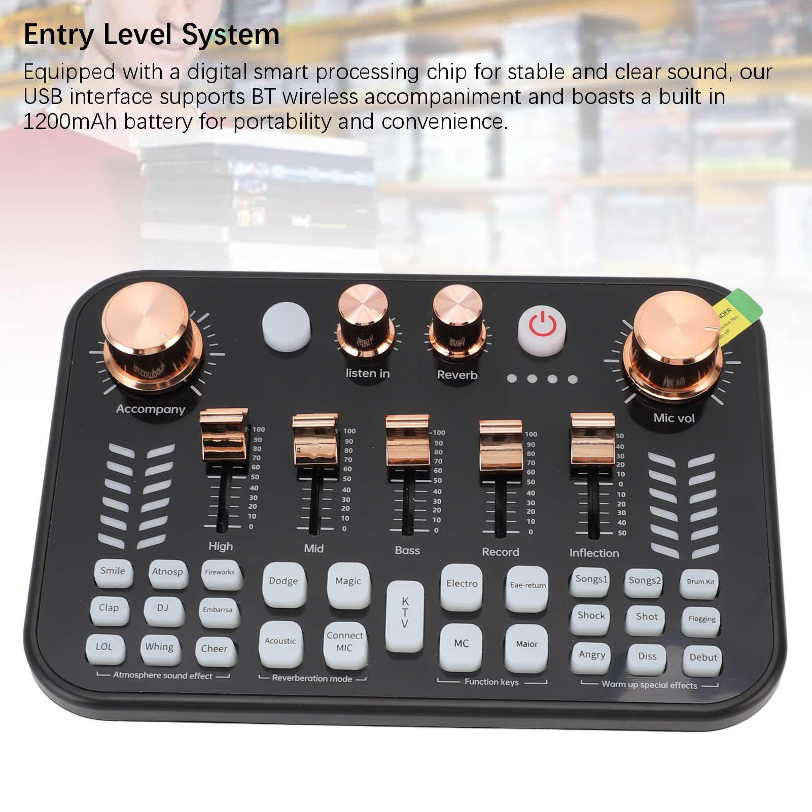 

Звуковая карта Live Sound, игровой звуковой микшер, 3,5-мм входной интерфейс микрофона, микшер подкастов BT с эффектами DJ-микшера