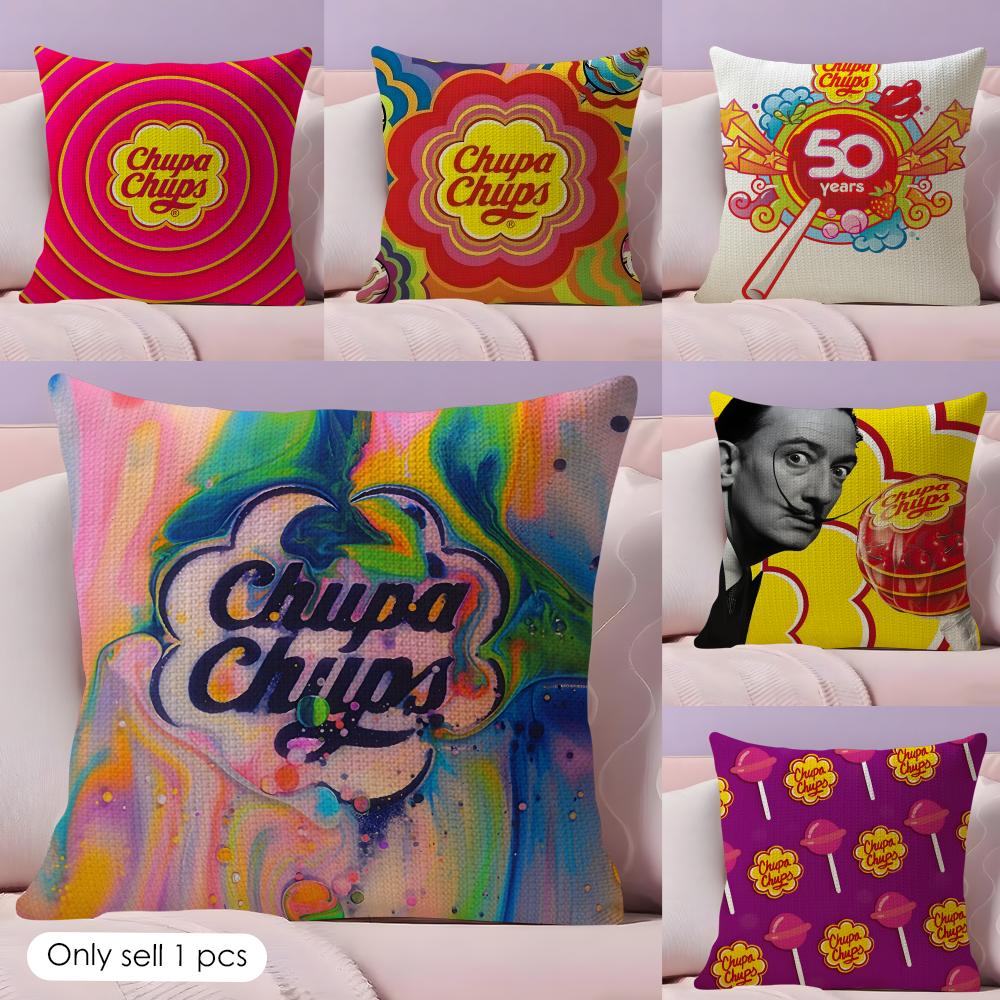 Fashion CChupa Chups Cushion Cover Natural Linen Pillow Case DoubleSided Print Decorative Sofa Pillowcase Home Decor Gift