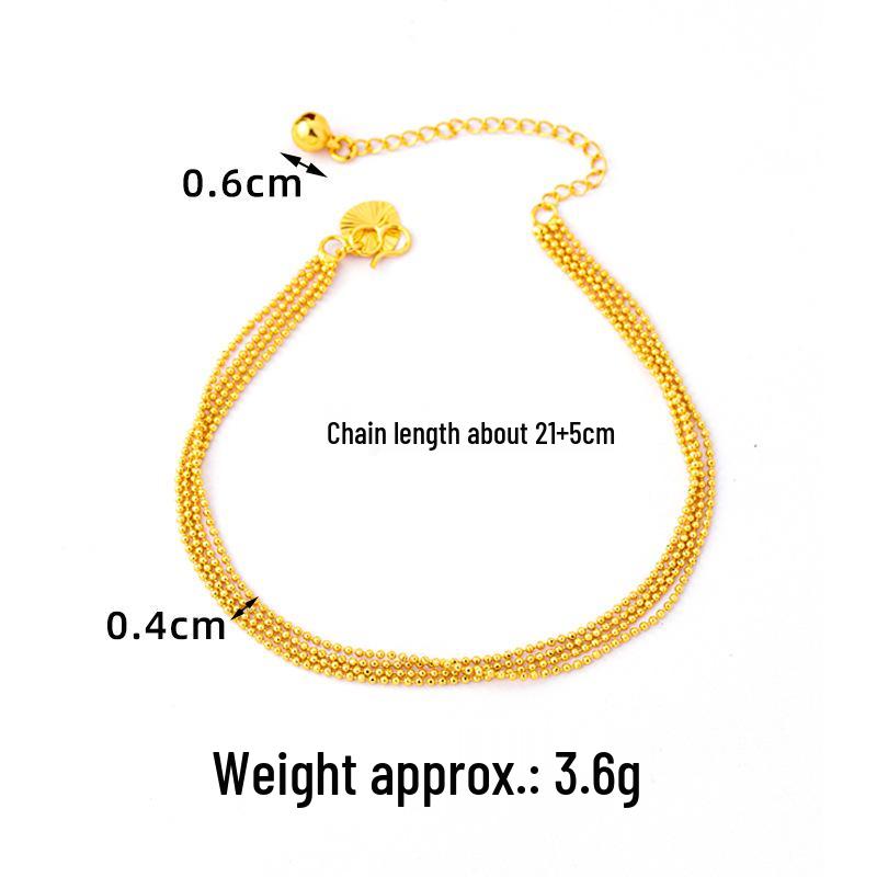 Elegant Multi-Layered Vietnamese Sand Gold Bead Anklet for Women
