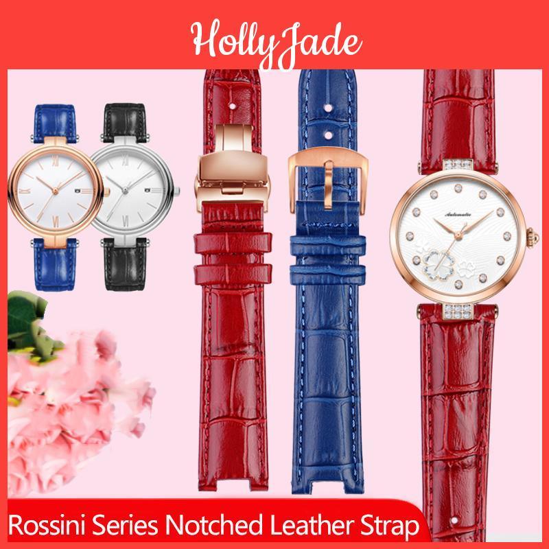 Watchband Rossini Cowhide Leather For 516752 616764 517784 5758g Notch Watch Chain Strap Red Bracelet Men Women 14mm 16mm 18mm