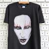 Vintage 2000 Marilyn Manson Tričko Velký Potisk Obličeje Průmyslový Metal Alternativní Glam Rock Merch Tričko Velikost M