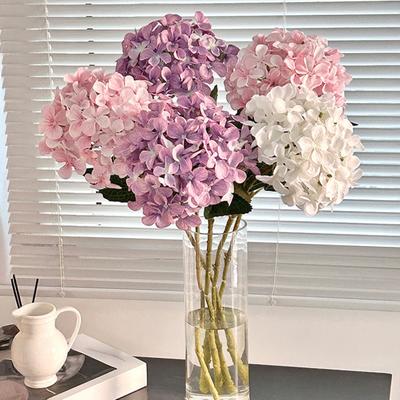 4 Pcs Artificial Hydrangea Flower Large Lifelike Faux Silk Hydrangeas with Stem Full Fake Flower Arrangement for Table Centerpiece Wedding