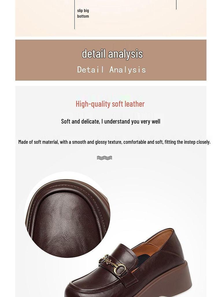 Women's Slip-On Leather Loafers - Fashionable, Versatile, Non-Slip, Comfortable, Soft Sole for Spring and Autumn