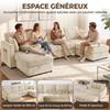 Modular U-Shaped Corner Sofa, 4-Seater, 306 cm, Corduroy, 2 Storage Ottomans, 4 Cushions, Cream