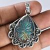 CERTIFIED 41 Ct Natural Pear Opal 925 Starling Silver Pendant Jewelry For Her MY.PD-206-NS