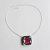 European And American Big Diamond Color Necklace Fashion Rhinestone Punk Style Square Geometric Necklace Necklace