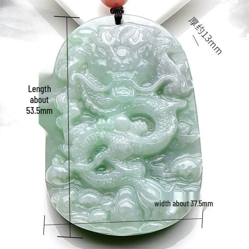 Zodiac Dragon Jade Pendant Necklace: Soaring Dragon Design for Men and Women