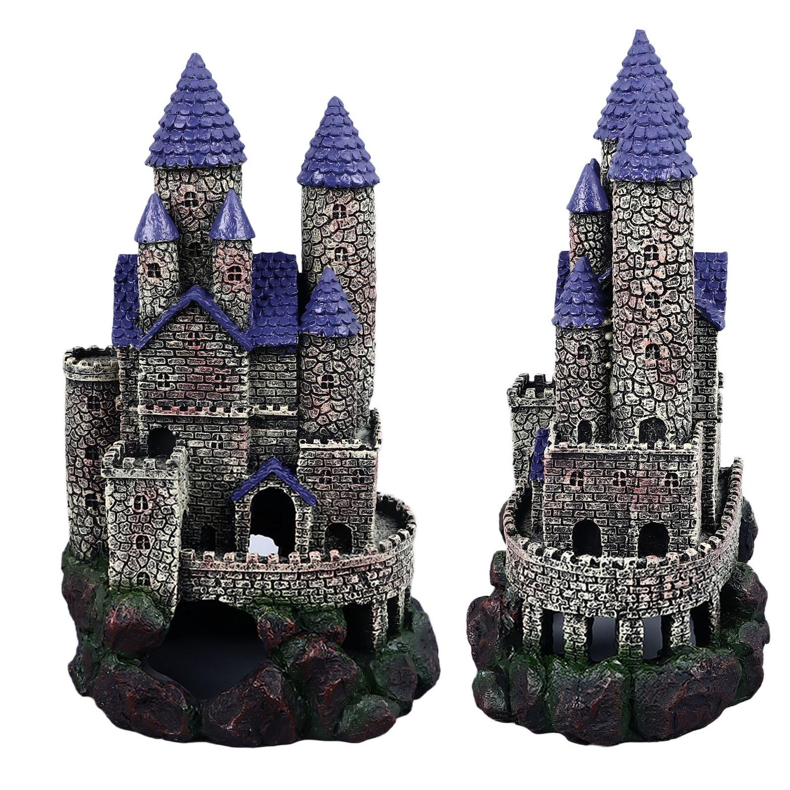 

Aquarium Castle Decoration Simulated Resin Hideout Cave Fish Tank House Ornament for Freshwater Saltwater