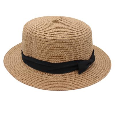 Tecido de Chapéu de Palha Doce Com Chapéu de Sol Vento de Fada Chapéu Balde Topo Plano Chapéu Fresco Chapéu Panamá Fofo