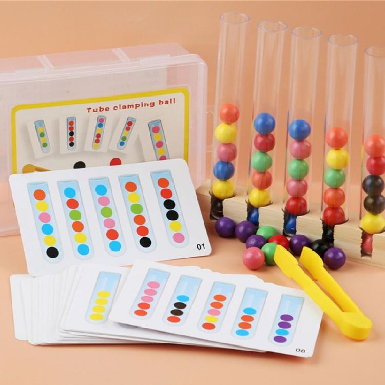 Interactive Bead Clamp Tube Toy Color Sorting Game Playset for Toddler Concentration Fine Motor Learning Activity Toy