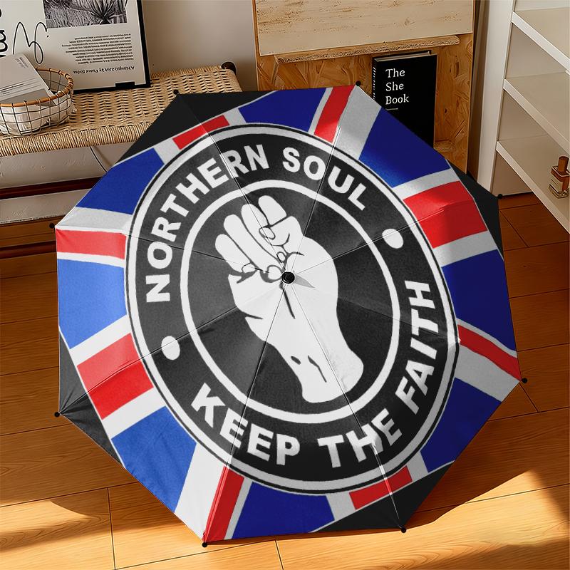 1 Stück Britische Flagge Regenschirm Tragbarer Faltregenschirm Eisenrahmen Lochknochenstruktur Outdoor Heimregenschirm