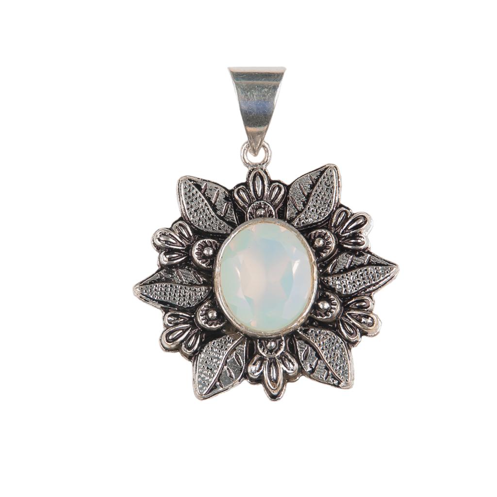 Milky Opal Gemstone 925 Sterling Silver Jewelry Handmade Statement Pendant1.59" CP-14-8