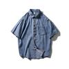 American Retro Pure Cotton Workwear Denim Shirt Men Short Sleeve Thin Jacket for Summer Export Men's Casual Shirt
