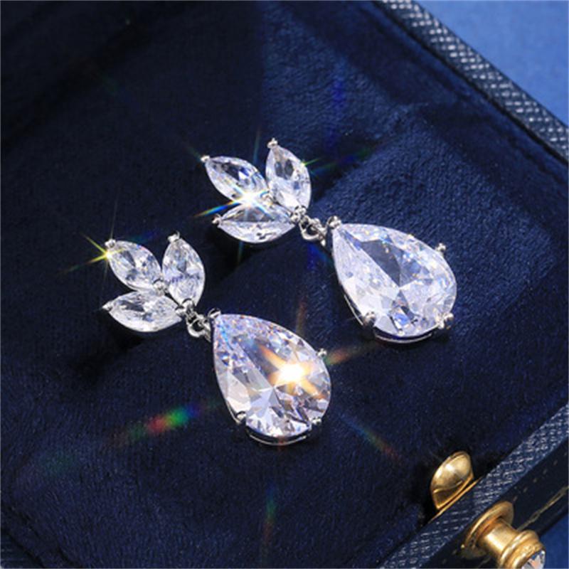 Retro Fashion High-grade Crystal Rose Earrings Women Zircon Ear Studs Wedding Jewelry Gifts