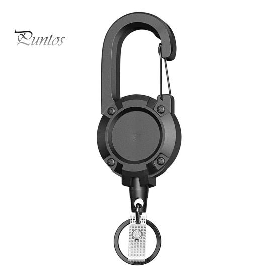 

Брелок-карабин со стальным тросом, легко застегивающаяся пряжка, легкая портативная тактическая катушка для удостоверения личности, сверхмощный брелок-карабин чёрный