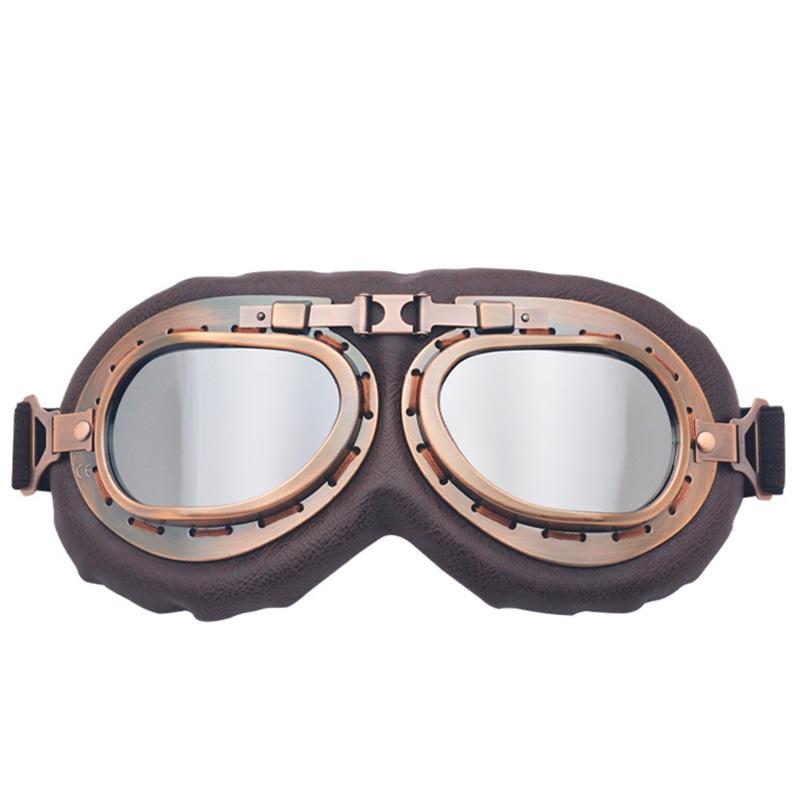 Vintage Goggles Harley Style Silver Frame Copper Motorcycle Windproof Protective Eyewear Retro Goggles For Karting Riding And Biking