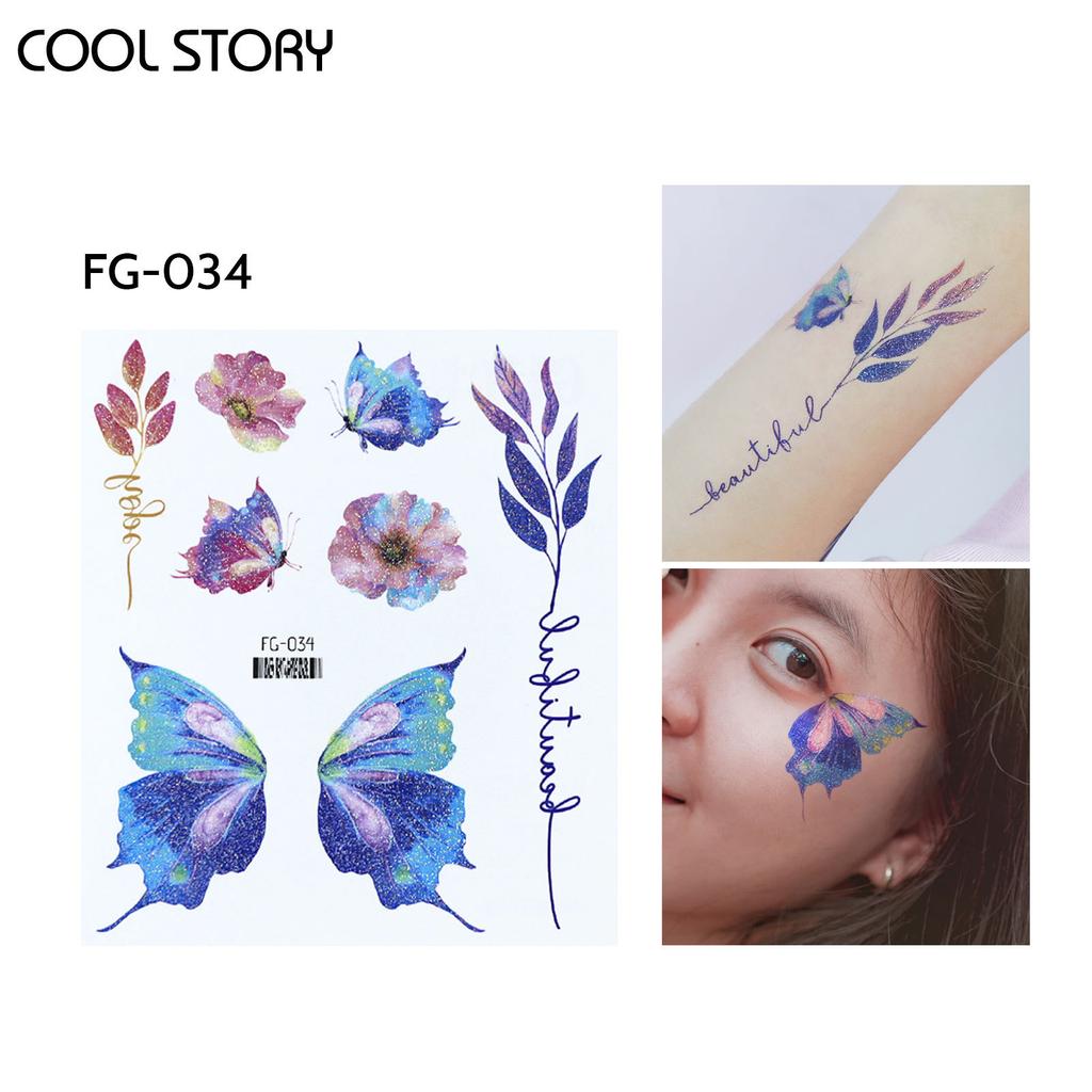 Party Stickers, Trendy Gold and Silver Embossed Valentine's Day Tattoo Stickers, Waterproof and Long-lasting Fake Tattoo Stickers