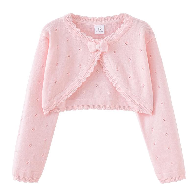 Bowknot Girls Knitted Cardigan Jacket Small and Medium Children's Sweater Thin Jacket