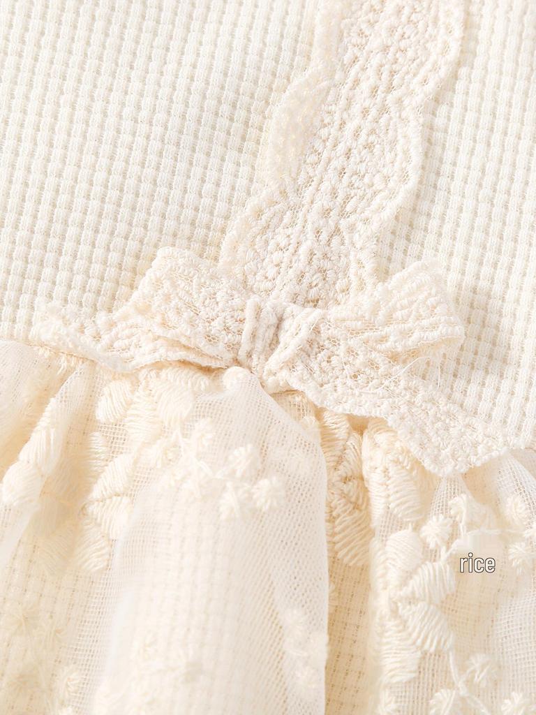 Korean Style 2025 Baby Lace Long Sleeve Romper Dress for Spring and Autumn