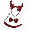 3-teiliges Roten Teufel Kostüm Zubehör Set Mit Hörnern Stirnbändern Schleifen Krawatten Schwänzen Für Halloween Weihnachten Cosplay Partys