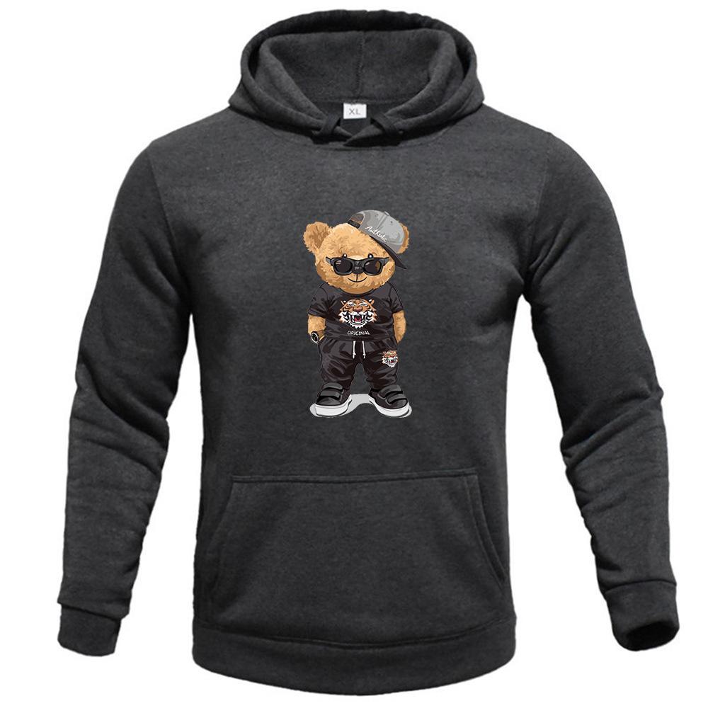 2023 Men's Hoodie Harajuku Funny Bear Y2K Street Fashion Trend Spring Autumn Fleece Hoodie Men's Clothing