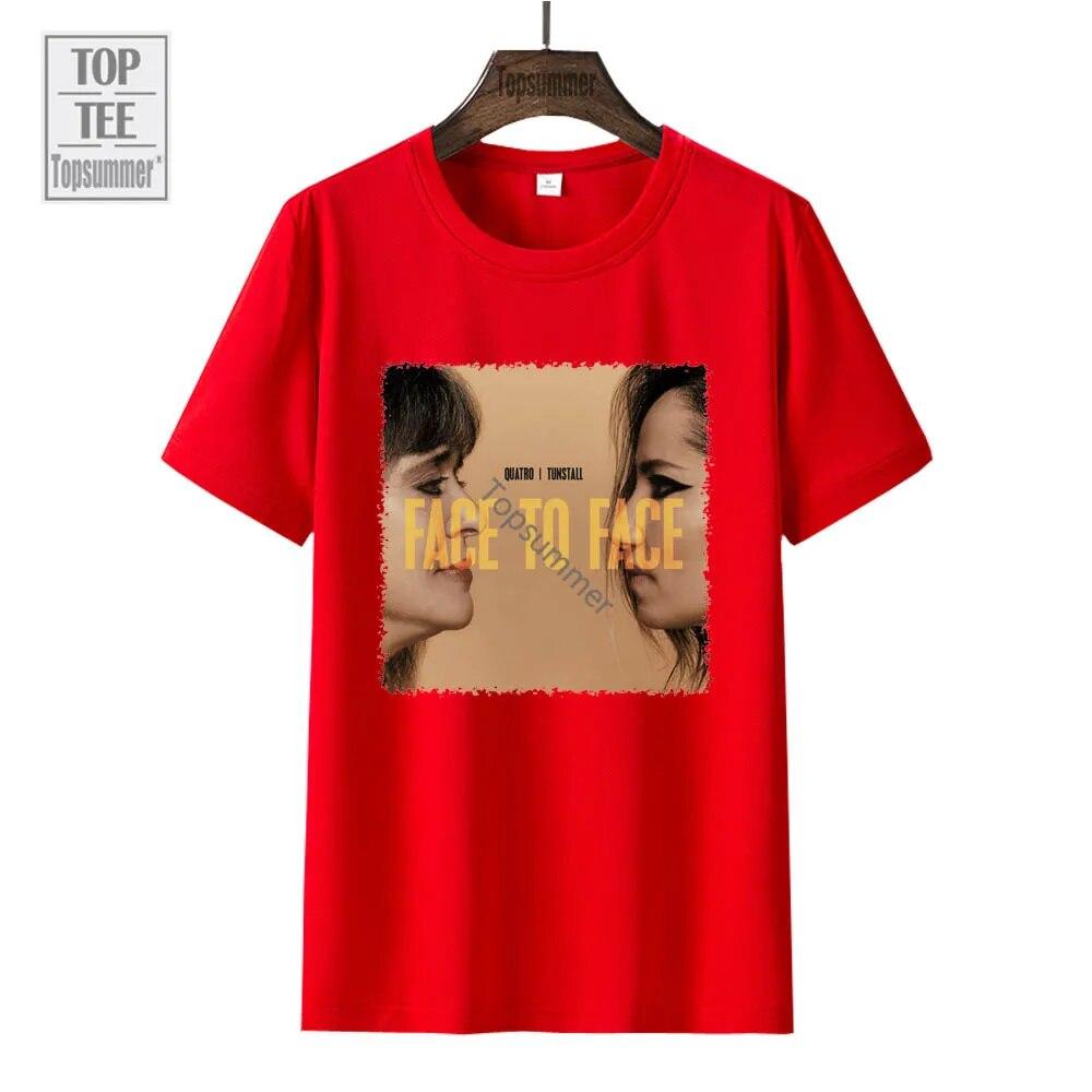 Face To Face Album T-Shirt Suzi Quatro Tour T Shirt Unisexs Rock Streetwear Graphic Print T Shirts Womens Cotton Tops Tees