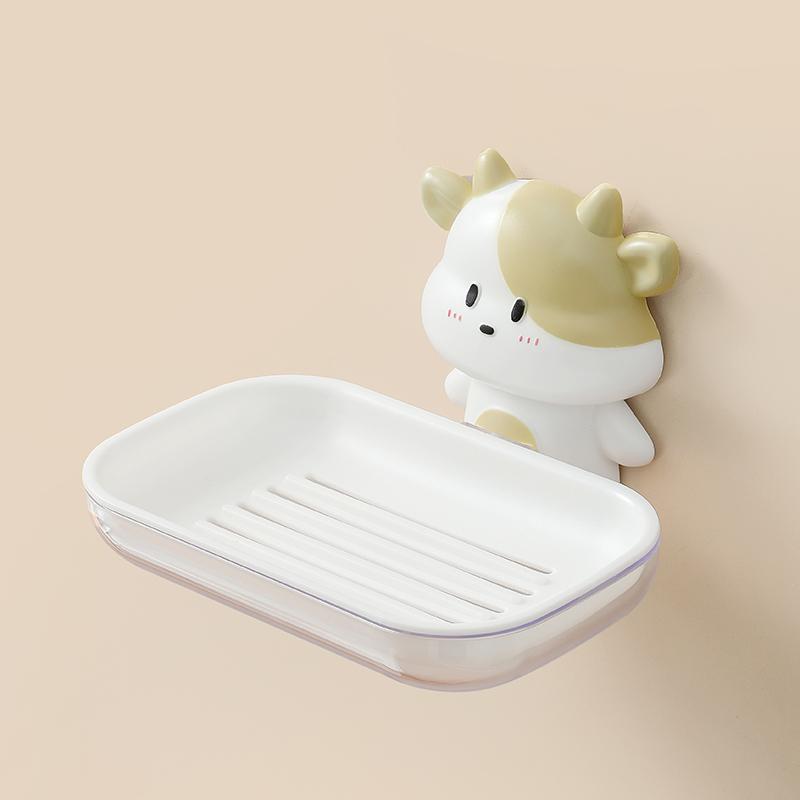 1pcs Cartoon Soap Box No Punching Wall Mounted Drain Rack Creative and Cute Dormitory Household Bathroom Soap Storage Rack