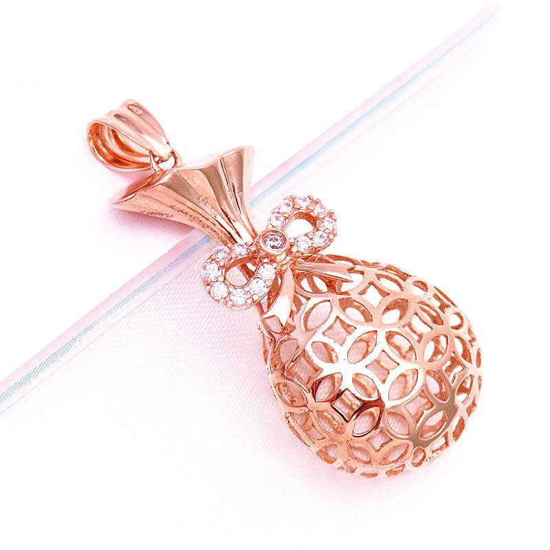 Purple Gold Retro Hollow Micro-Inlaid Lucky Bag Cover Chain Plated Rose Gold Color Gold Literary Pendant