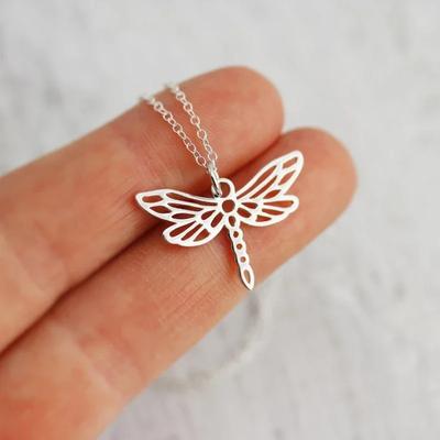 Stainless Steel Dragonfly Necklace For Women Elegant Choker Chain Pendant Party Jewelry Gift