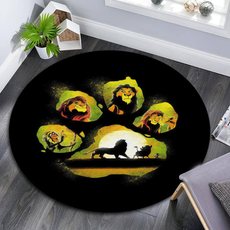 Lion pattern round rug,Carpet Rug for Living Room Bedroom Playroom ,Non-slip Floor Mat,Holiday Gifts and Birthday Gifts.