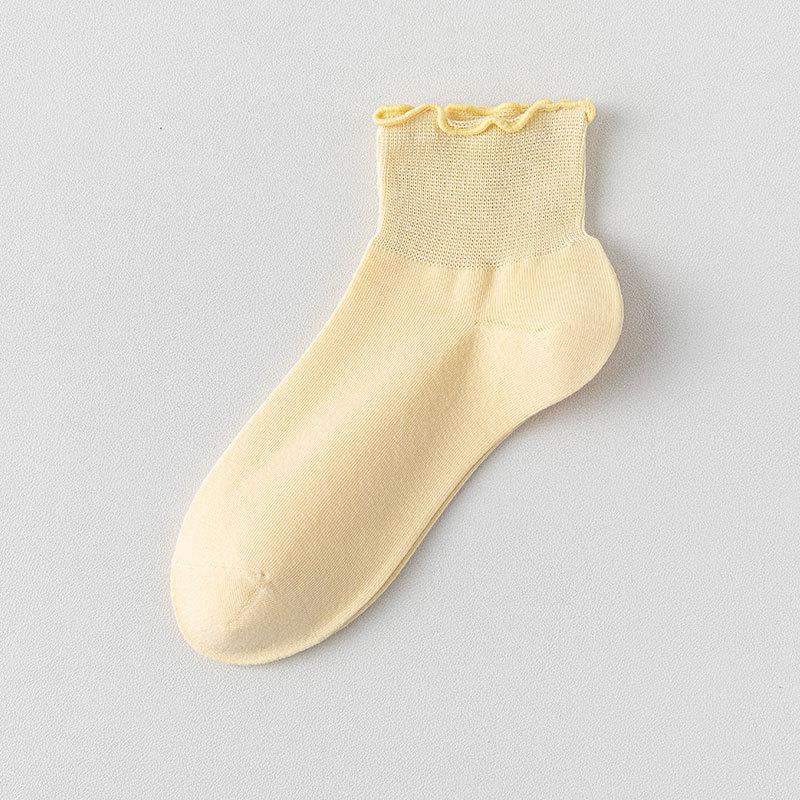 Women's Shallow Short Socks, Summer Thin Loose Lace Boneless Pure Cotton Postpartum Socks, Socks for The Elderly with Swollen and Plump Feet